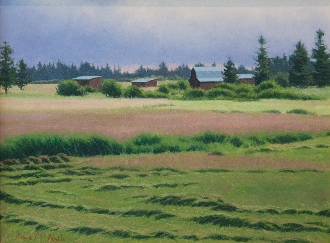A farm field in rural Wyoming or Idaho captured in an oil painting
