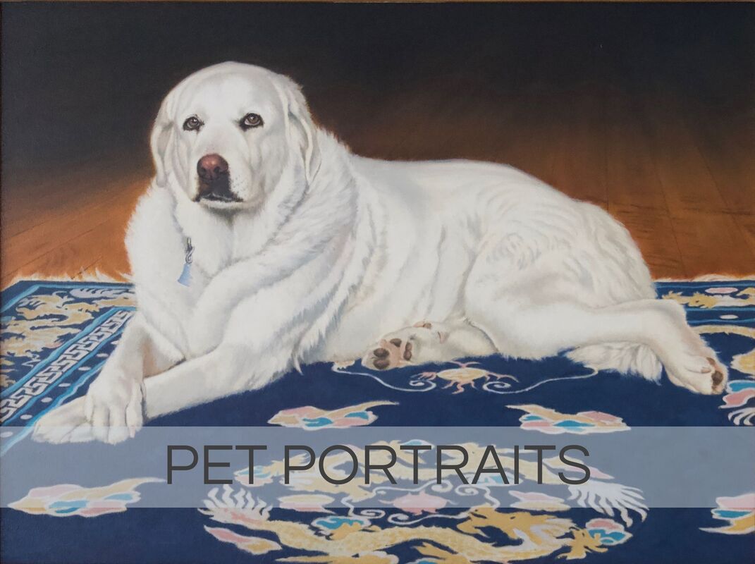 oil painting portrait of the artist's pet dog and furry friend